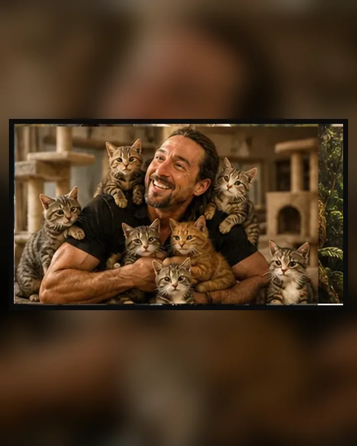 Ryan Bounds surrounded by cats