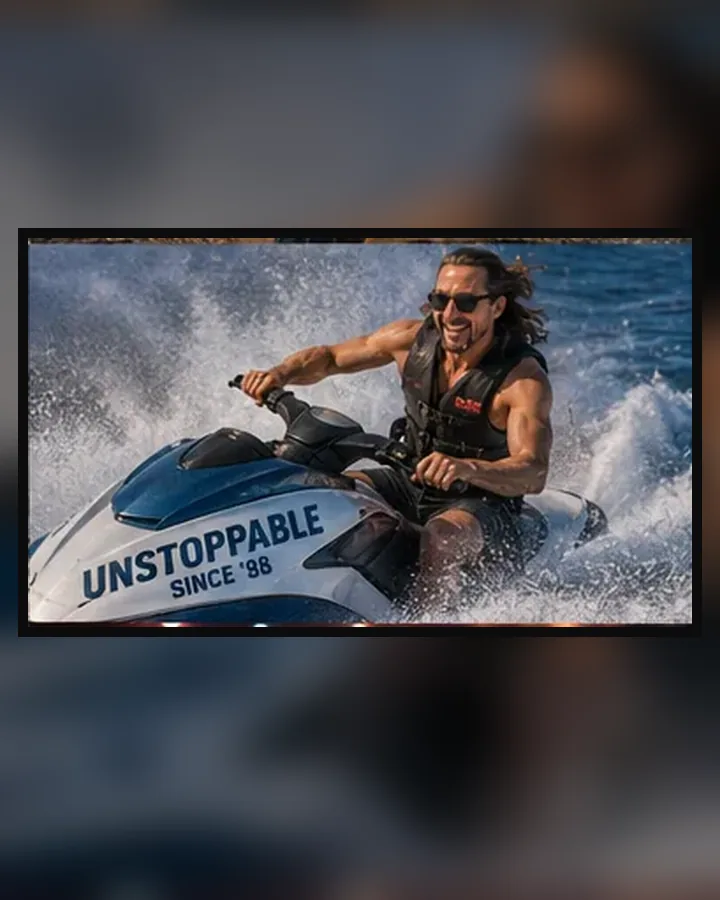 Ryan Bounds riding a jet ski