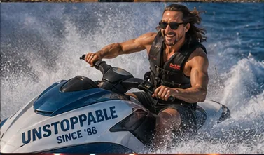Ryan Bounds riding a jet ski