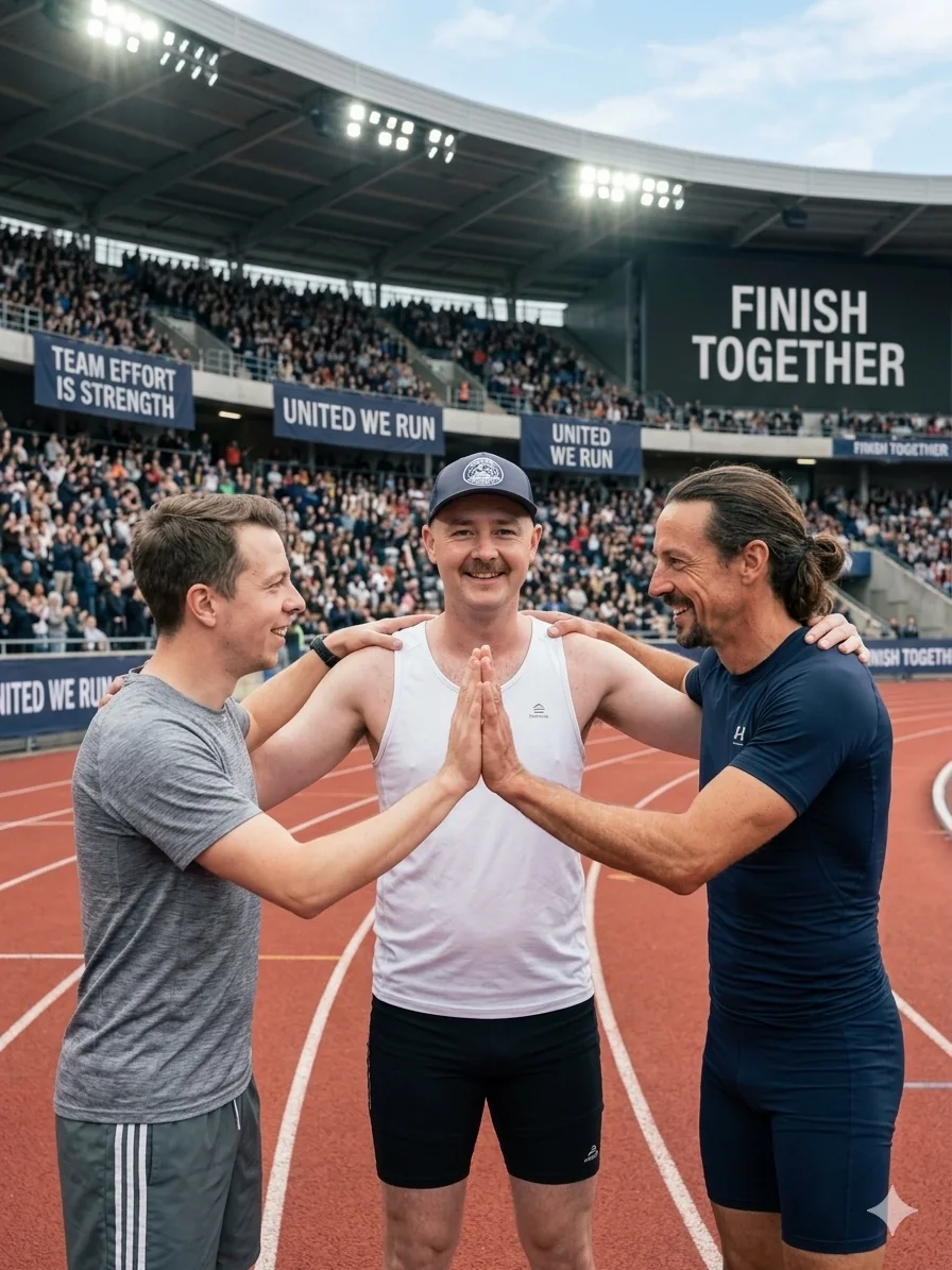 Ryan at a running event with friends