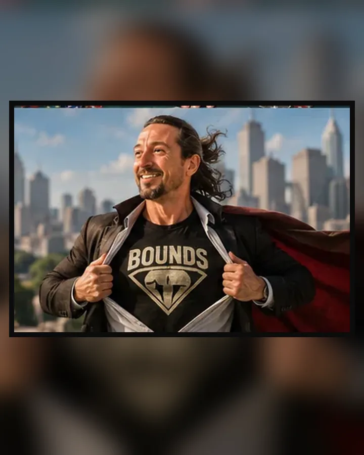 Ryan Bounds as a city-saving superhero