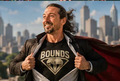 Ryan Bounds revealing his superhero suit